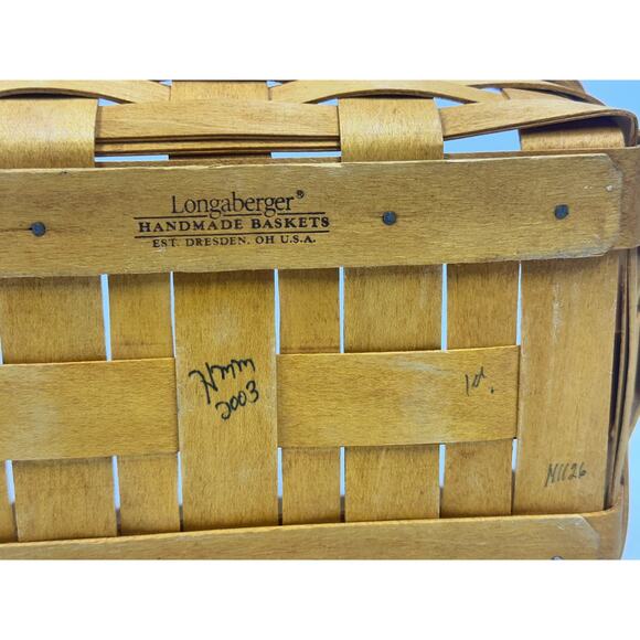 Longaberger 2002 Spring Market Basket w/Handle 4 Section Divider Double Signed - Picture 6 of 9